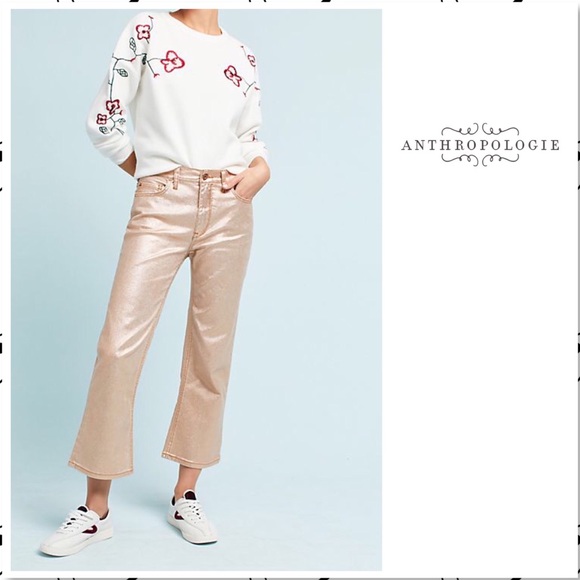 Anthropologie Denim - Anthro High Rise Metallic Crop Flare Jeans NEW!
